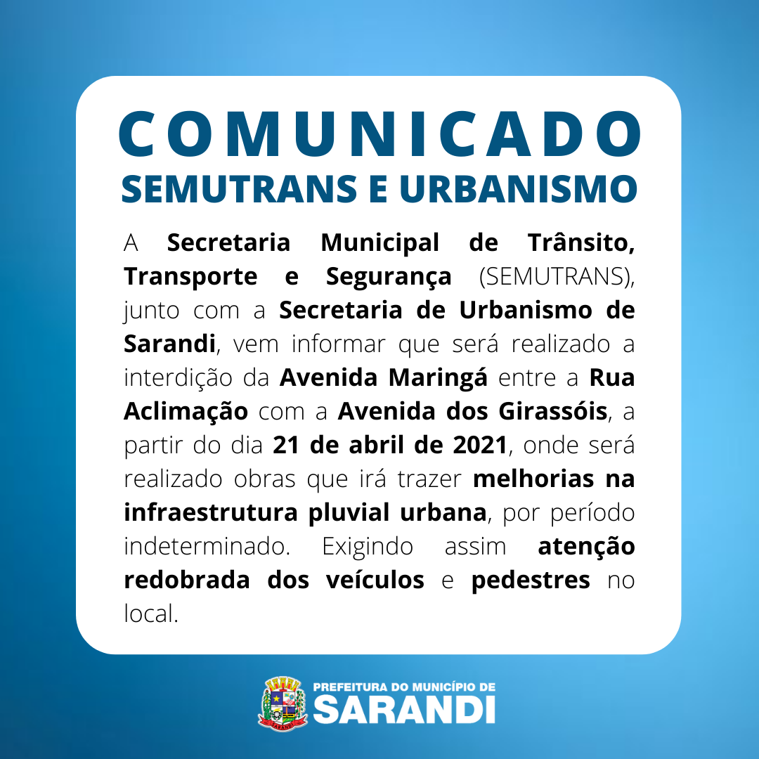 Comunicado Semutrans e Urbanismo